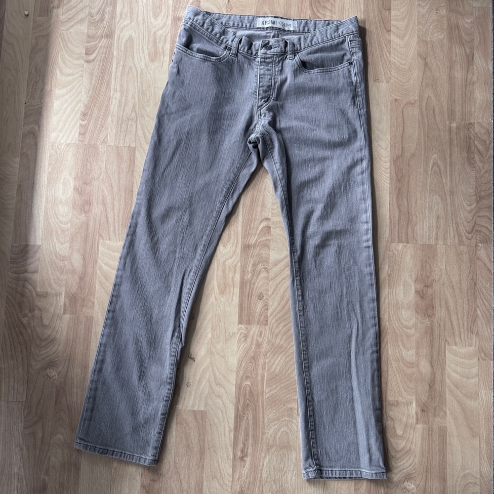 KR3W Light Gray Men's Straight Jeans